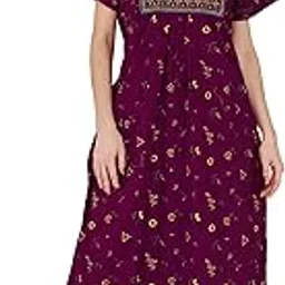 diamo Pure Cotton Embroidery Nighty Cotton Nighty Gown with Side Pocket for Women | Regular, Printed & Full Length Maxi Night Gown | Night Wear Nighties for Women with Adjustable Knot-picture-20