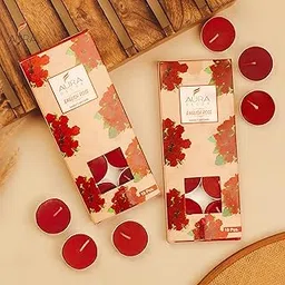 AuraDecor Scented Tealight Candles, Pure Wax 20 Pcs (English Rose)-image-91