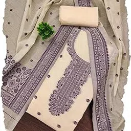 devangi Women's Banarasi Cotton Unstitched Salwar Suit Dress Material With Dupatta-picture-11