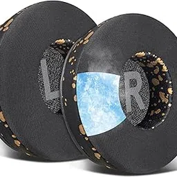SOULWIT Cooling Gel Earpads Replacement for Skullcandy Cassette On-Ear Wireless Headphones, Ear Pads Cushions with Ice Silk Fabric, High-Density Foam - Black Gold-image-0