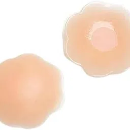 Piercell Silicone Nipple Cover Invisible Breast Pasties Adhesive Disposable Satin Fabric for Women Girl Reusable no Show Bra Skin Friendly self Washable Pads (2 pcs) Multicolour-image-2