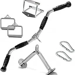 generic Combo of Gym Accessories attachments, Triceps EZ Curl Handle Pro-Grip, V Handle, Seated Rowing Handle, D Handle pair with Safety Locks-picture-57