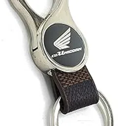Round Shape Leather Metal Keychain for CB Unicorn Bike Key Chain ()-picture-18