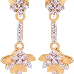 khanna jewellers 22k (916) Yellow Gold and American Diamond Clip-On Earrings-picture-11