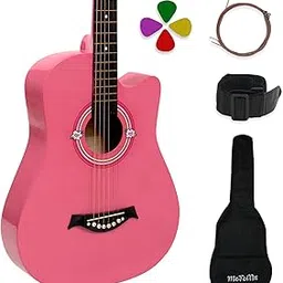 Medellin Basswood Acoustic Guitar (With Guitar Learning Course) Neon Pink (Combo, Strings,Bag,Picks And Guitar Course)-picture-27