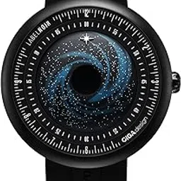 ciga design Mechanical Automatic Watch Blue Planet II · Black Star Edition, Titanium DLC Watch, Round Titanium Case, Black Hole Dial Design, Fluororubber Strap Gifts for Men and Women-picture-43