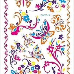 S.A.V.I Neon Temporary Tattoos, UV Color Tattoos For Men Women, Body Face Art, Plants, Butterflies, Armband Tattoo Flash Fake Waterproof Cool Tattoo Stickers, Size- 21x15CM-picture-35