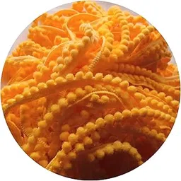 SaidDesign Mini Pom Pom Lace Trim, 1cm Wide, 9 Meters Length, for Sarees, Dresses, Blouses, Crafting, Decorations and Many More. Polyester Mini Pom Pom Trim (Mango Yellow)-image-0