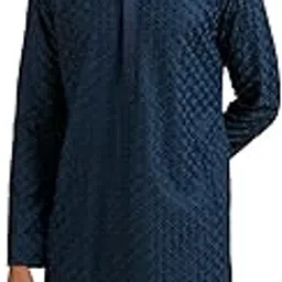 manyavar Men's Georgette Chikankari Kurta Pajama Set (2pcs)-picture-37