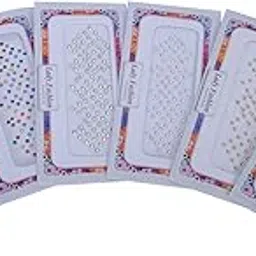 Lady Fashion Round Size Stone Bindi (Golden Silver and Multicolour) - Pack of 6-picture-43