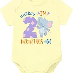lillypupp Monthly milestone two months birthday unisex cotton baby romper Bodysuit for new born. 2 month baby boy girl dress clothes for photoshoot.-picture-24