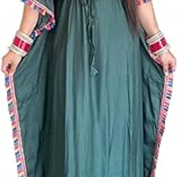 Summer Fashion Women's and Girl's Rayon Long Nightwear Nighty Beach Wear Kaftan Maxi Dress Nightwear Kimono Style Caftan-image-61