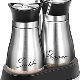FunBlast Salt and Pepper Shakers Set -Refillable Stainless Steel Salt Shaker with Glass Bottom, Kitchen Accessories Salt Containers with Glass Bottle for Table, RV, Camp, BBQ (Set of 2)-picture-45