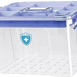 Medical Box with Handle Stackable First Aid Box for Camping Household Travel blue-picture-47