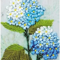 LOOM TREE® Ribbon Embroidery Kit for Beginner Blue Flower Pattern DIY Home Wall Decor |Crafts | Needlecrafts & Yarn | Embroidery & Cross Stitch | Hand Embroidery Kits | Ribbon Embroidery Kits-image-50