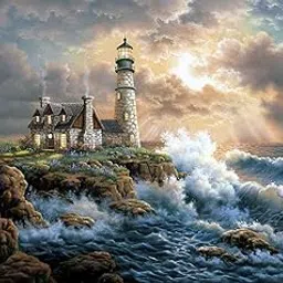 LeafLoom DIY 5D Diamond Painting Kits for Adults Diamond Art Painting Full Drill Beginners Craft Kits for Home Wall Decor Gifts (Lighthouse) image 1