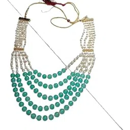 manpika Five Layers White Pearl Beads Dulha Groom Sherwani Necklace/moti Mala For Men For Wedding-picture-36
