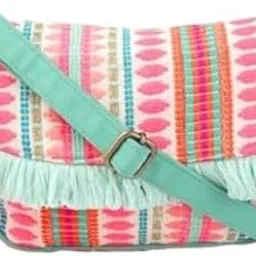 primrose Boho Style Fringe Crossbody Bag with Tassels, Multicolour Stripe Pattern-picture-52