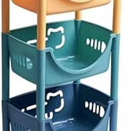 REZARGE 3 & 4 -Layer Kids Toy Storage Organizer Shelf with Bins – Children’s Storage Rack for Playroom, Nursery, Bedroom – Durable Plastic Toy Shelf for Stuffed Animals, Books (3-Layer, 100, Piece)-image-11