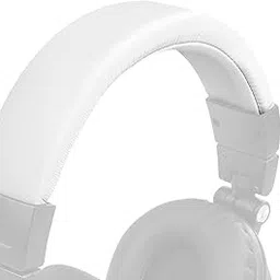 SOULWIT Protein Leather Headband Cover for Audio Technica ATH M50, M50X, M50XWH, M50XBT, M50XBT2, M50S/LE Headphones, Replacement Headstrap Pad Repair Part (White) image 1