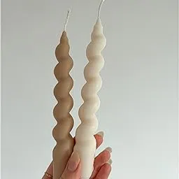SapiÂ’S Candles: Awaken Your Desire... Spiral Twist Candle | Twisted Floral Scented Candle | 100% Soy Wax I Taper Candle | Dinner Candle | Swirl Candle I Home Decor Candles (Pack Of 2) White & Ivory image 1
