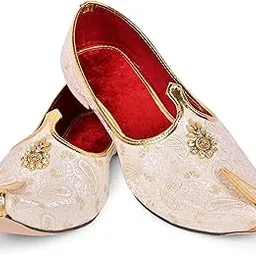 royal khwaab Men's Wedding Juttis/Punjabi Jutti & Sherwani Juti, Pure Traditional & Stylish Ethnic Mojaris/Wedding Shoes 100% Comfortable & Handcrafted (RK-B14)-picture-16