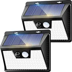 Solar Lights Outdoor 2 Pack, 140LED/3 Modes Motion Sensor Outdoor Lights Solar Powered, Wireless IP65 Waterproof Solar Lights Outside Bright for Deck Steps Fence Patio Front Door Pathway, White-picture-30