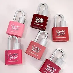Gege Bear Lock Heart Sweet Water Lip Gloss | Non-Sticky Glossy Finish | Light Pink to Nude Berry Plum Colors Shades | Waterproof Liquid Lipstick | Cute Padlock Design | Long-Lasting Moisturizing | Gen Z Aesthetic Makeup | Flocking Brush Applicator | Best Lip Care For Women (01# A Light White Peach, 3g)-picture-27