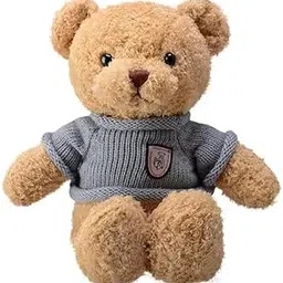 Plush Teddy Bear – 28cm, Soft Stuffed Animal with Knitted Sweater, Adorable Cuddly Toy for Kids & Adults (Warm Light Brown)-picture-12