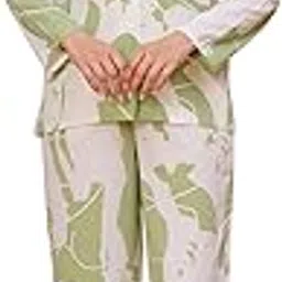 gajanad artistry Women's Geometric Co-ords Set, Libra Crepe, Cameo Color, Night Suit for Womens and Girls-picture-11
