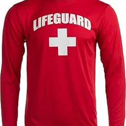 ann arbor t-shirt co. Lifeguard | Red UPF 50+ Sunblocking Sun Shirt Performance Uniform Costume Long Sleeve Rash Guard T-Shirt-picture-14