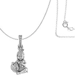 Akshat Sapphire Sterling Silver (92.5% purity) God Kanha Laddu Gopal Chain with Pendant for Men & Women Bhagwan Thakur ji Bal Krihna Kanhaiya Chain Locket for Good Health & Wealth image 1