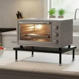 SHIOK DCOR Durable Heavy Duty Metal Microwave Oven & OTG Stand - Black | Fix Stand For Kitchen Countertop | Single Platform | Easy To Assemble Oven Storage Organizer-picture-12