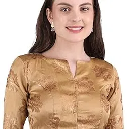 koradora Women's V Neck Khadi Silk Half Sleeve Readymade Saree Designer Blouse-picture-50