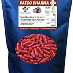 patco pharmaceuticals PATCO PHARMA RAW MATERIALS & EQUIPMENTS -Size 00 Red Empty Gelatin Pill Capsule-Gluten Free|Diy Powder Filling(Pack Of 1000)-picture-15
