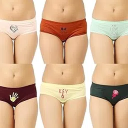 Combo of 6 Multicolor Regular Cotton Normal Print Panty for Women Casual for Womens-picture-17