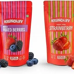 Krunchify Freeze Dried Fruit Strawberry & Mixed Berries Combo Pack | Healthy Snacks for Kids and Adults | 100% Natural Fruits, Vegan & Gluten Free | 12 Months Shelf Life | No Added Sugar, No Preservatives | Perfect For Gifting & Travelling | Serving - 16g Each-image-94