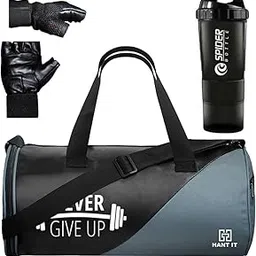 Hang It Gym Bag Combo for Men ll Gym Bag with Shoe Compartment and, Black Bottle, Black Gloves ll Gym kit for Men and Women ll Gym Bag & Fitness Kit & Gym Bag Combo.-picture-23