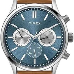 timex Leather Men's Analog Wrist Blue Dial Brown Strap Watch-TWEG19601-picture-29