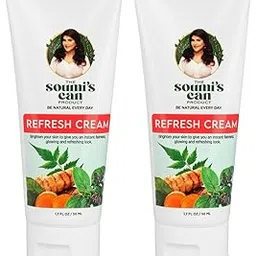 THE SOUMI'S CAN PRODUCT Refresh Cream with Haridra, Neem, Aloevera, Vitamin C, for Instant Brightness, Glowing Skin & UV Protection | Primer with Dirt Protection | For Women & Men | For All Skin Types | 50g (Pack of 2)-image-38