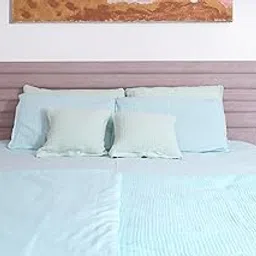 BeyondBeleaf Muslin 2 Layer King Size Bedding Set with 2 Pillow Covers | Crinkled Texture | Soft, Breathable & Lightweight Flat Sheet (224 x 254 cm) | Premium Cotton Muslin Bed Linen (Quite Tide)-image-28