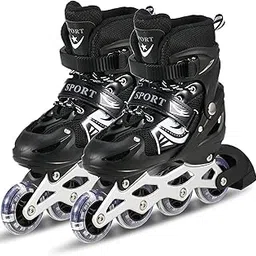 Wheels Adjustable Inline Skates Skating Shoes for Boys Kids Girls Skating Shoe Adjustable Roller Blades Age 6 to 15 Years PU Strong Wheels Aluminium with LED Flash Light on Wheels-image-73