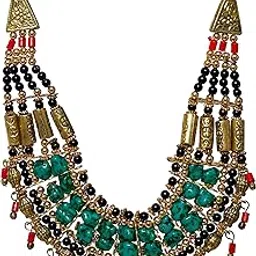 siddhatva Handmade Beads Tibetan Nepali Tribal Beads Choker Style Turquoise Necklace Jewellery for Women Girls-picture-29