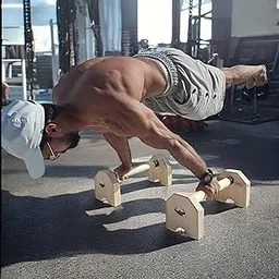 Calistreet Workout Wooden Parallettes -Calisthenics Equipment, Wood Push Up Bar for Handstand, Non-Slip Paralletes for Men & Women, Heavy Duty (45 * 18 * 18, cm)-image-4