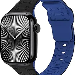 Fullmosa Sport Silicone Band Compatible with Apple Watch Strap 49mm 46mm 45mm 44mm 42mm(Series 3 2 1)[Watch NOT Included],Soft Band for iWatch Ultra 2/1 SE2 SE Series 10 9 8 7 6 5 4 3 2 1,Black Bule-picture-23