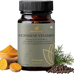 GetHealthy Sunshine Vitamin | Vitamin D Supplement | Heart Health, Bone Strength, Immunity & Calcium Absorption Support | Vegan Vitamin D3 K2 Supplement | Vitamin k2 MK7 | 120 Tablets-picture-19