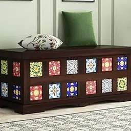 ROOFWOOD Spinney Coffee Table With Ceramica Tail Cum Trunk/Jewelry Box In Natural Solid Wood With Walnut Finish Glossy Finished Premium Furniture-image-50