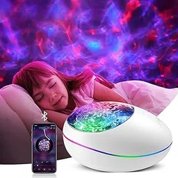 LED Star Light Projector, LED Star Projector Ocean Wave Projector Lamp Kids Projector Night Light with Remote Control 8 Color Changing Music Night Light with Bluetooth Speaker and Timer (White)-picture-25