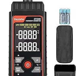 Deyisha Industry Temperature Humidity Meter High Precision and High Rate Digital Hygrometer with Ambient, Relative Humidity, Dew Point, Wet Bulb Thermometer, Min/Max Hold ±1.5°C/±3°F and ±5% RH-picture-27
