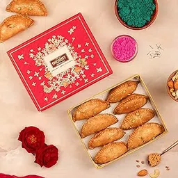 Gujrat Namkeen Sweet Homemade Dry Fruit Gujia/Ghujiya Sweets Holi Special Indian Mithai/Sweet Gift Box- Combo of Chasni and Binachasni (Pack of 8 piece)-picture-11